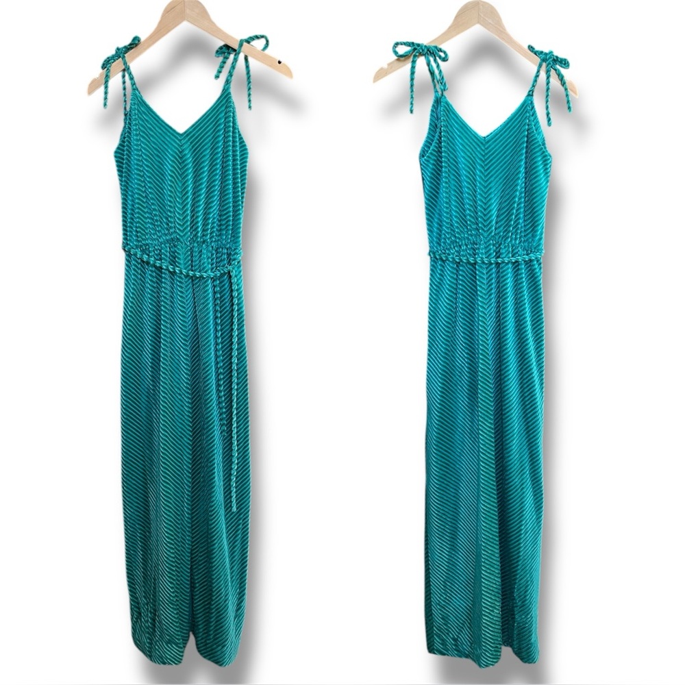 Jerell of Texas Geeen Chenille 1970's Dress Women’s Small